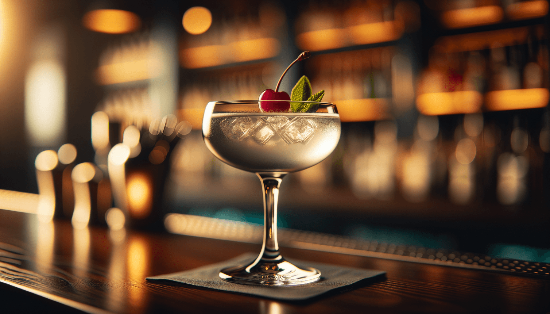 Aviation cocktail - gin-based served in Coupe Glass with Cocktail cherry