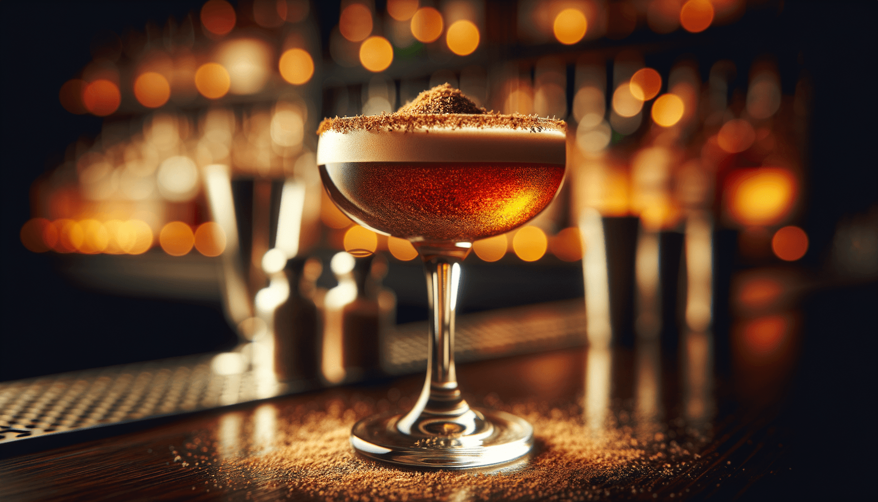 Brandy Alexander cocktail - brandy-based served in coupe glass with grated nutmeg