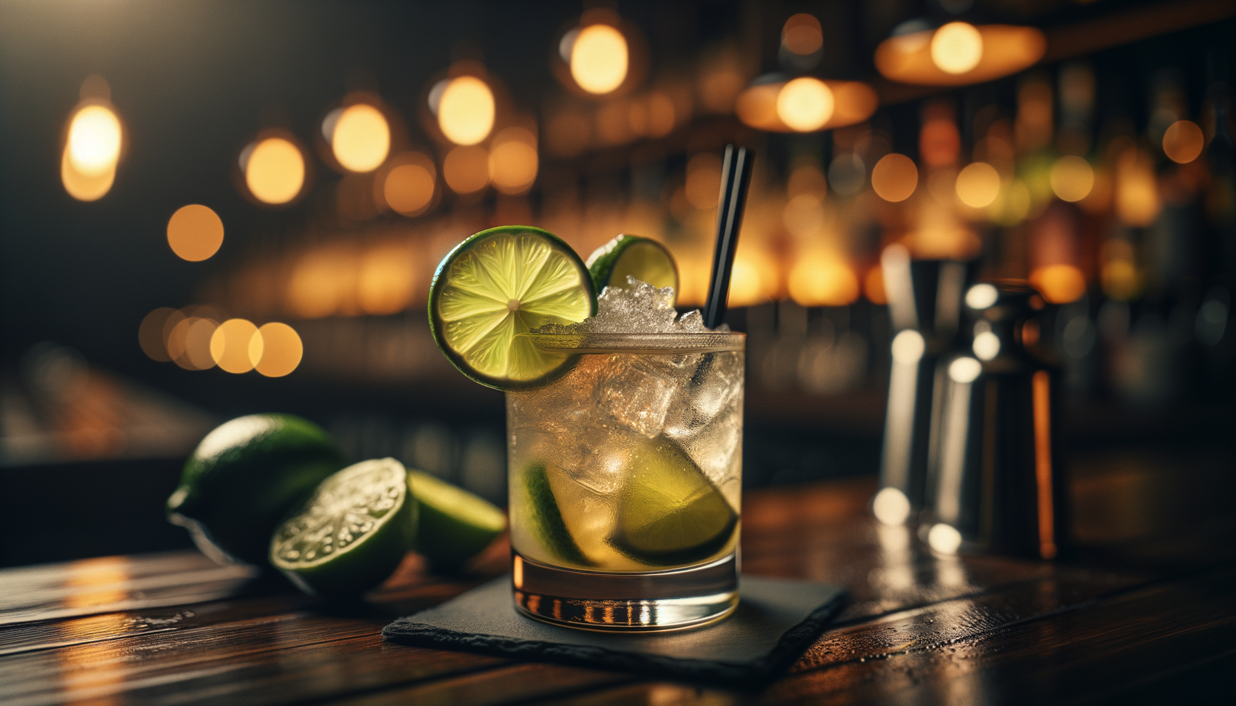 Caipirinha cocktail - cachaça-based served in rocks glass with lime wheel