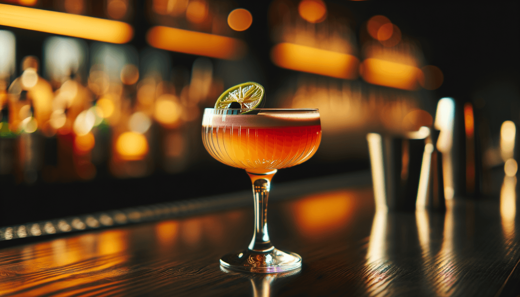 Naked and Famous cocktail - mezcal-based served in coupe glass with none